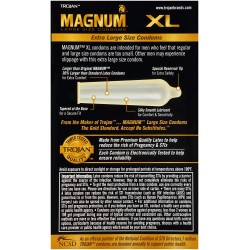 MAGNUM XL TROJAN CONDONES PRESERVATIVOS EXTRA GRANDE 1 CAJA 12 CONDONES