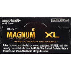 MAGNUM XL TROJAN CONDONES PRESERVATIVOS EXTRA GRANDE 1 CAJA 12 CONDONES